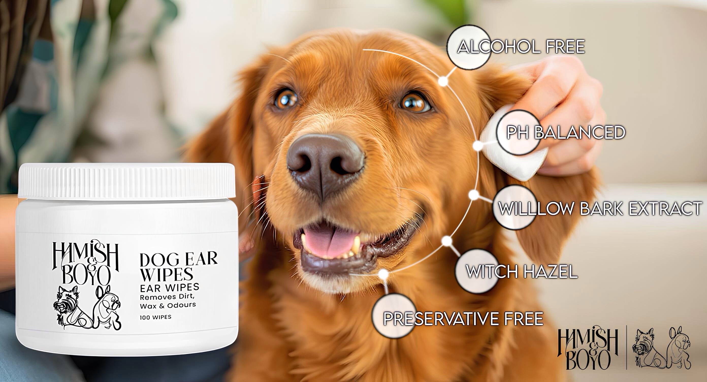 Hamish & Boyo dog care ear product page