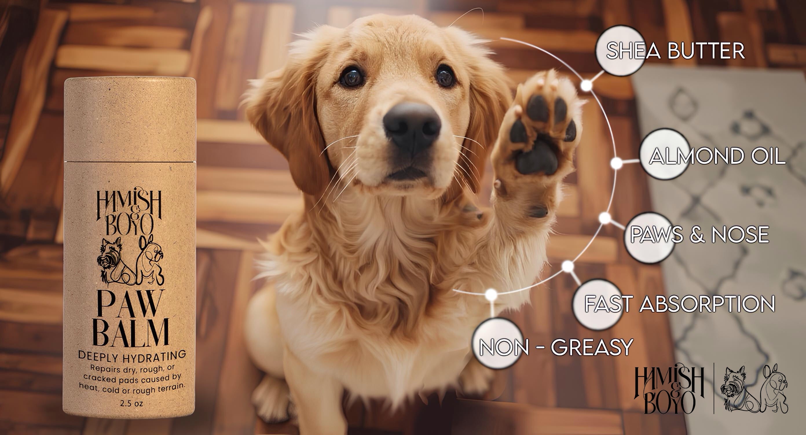 Hamish & Boyo dog care paw product page